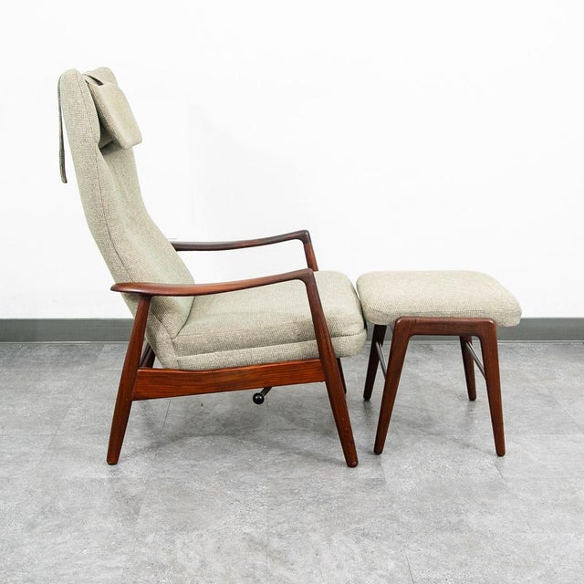 MS-20 lounge chair + ottoman Attributed to Madsen and Schubell for Bovenkamp in teak. Comes in a very light grey green...