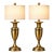 Vintage Transitional Urn Table Lamp in Antique Brass With Pierced Metal Frieze & Linen Drum Shade — 27” - a Pair For Sale