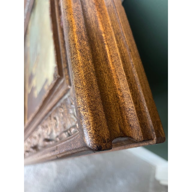 Late 20th Century Heavy Carved Wood Framed Oil Painting of Italian Architectural Scene For Sale - Image 9 of 11