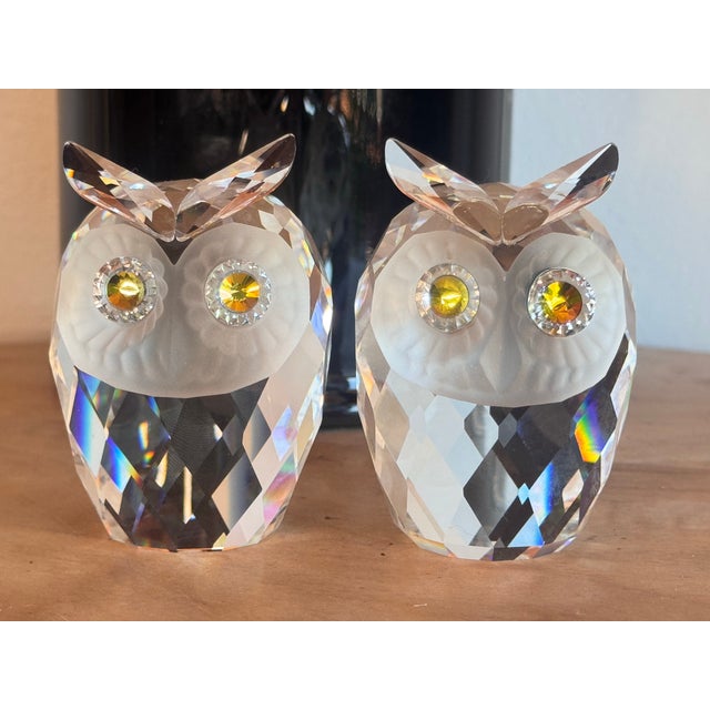 Swarovski Crystal Woodland Friends Owls — Set of Two A charming pair of Swarovski crystal woodland owl figurines,...
