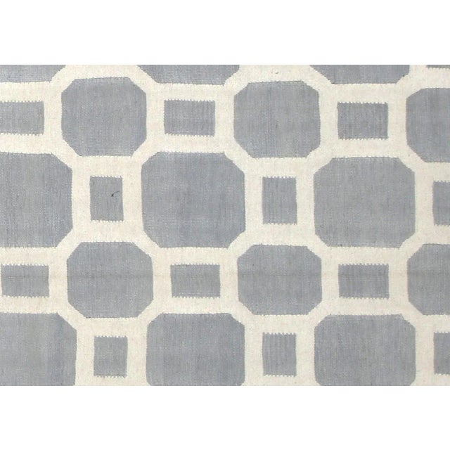 Contemporary Egyptian Kilim. Hand woven in modern designs with wool on cotton foundation in the Fustat region of the Nile...