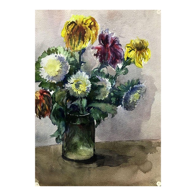Watercolor Painting Flowers in a Vase Palazhchenko Irina For Sale