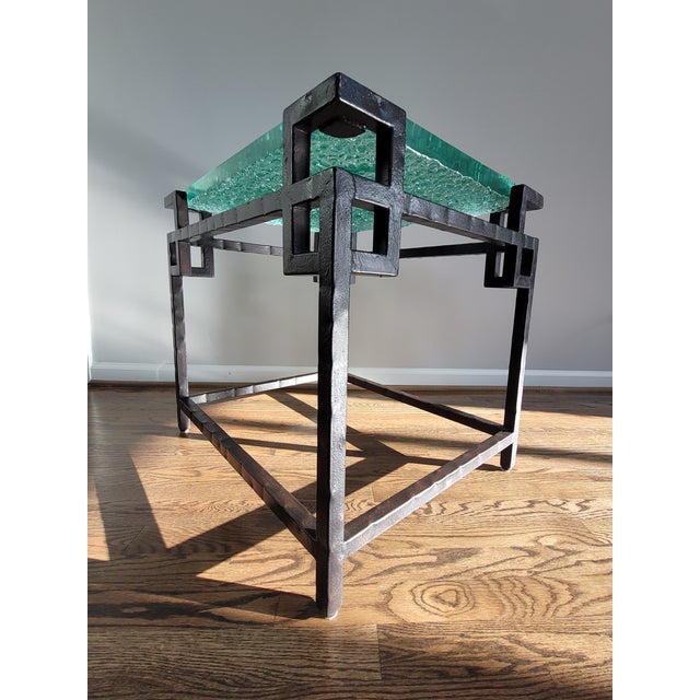 Metal Tommy Bahama Home - Island Fusion Hermes Reef Glass Top End Table For Sale - Image 7 of 7