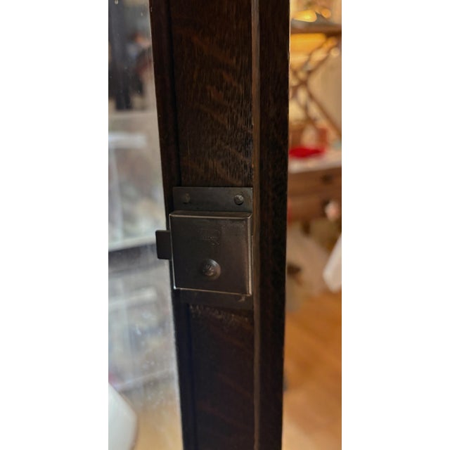 Late 19th Century Antique Curved Glass Curio Cabinet With Original Finish For Sale - Image 5 of 8