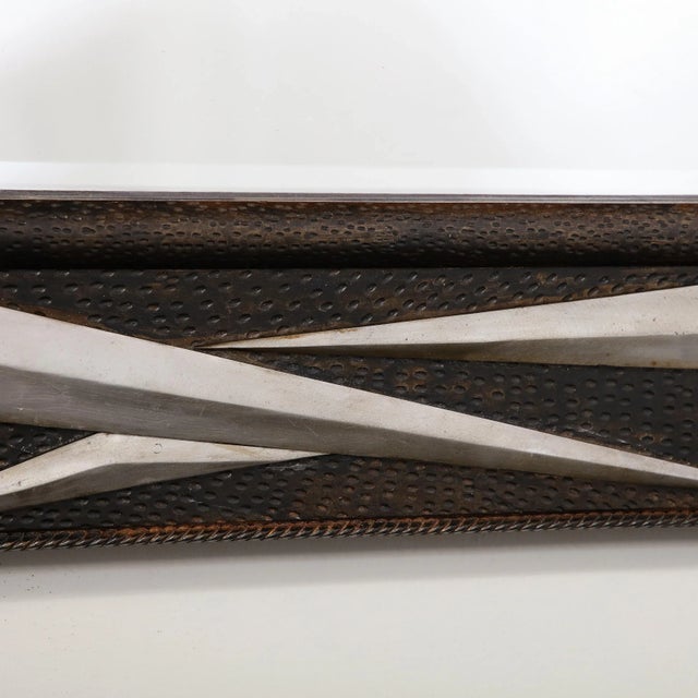 1930s Art Deco Wrought Iron Mirror with Stylized Cubist Detailing & Floral Elements For Sale In New York - Image 6 of 13