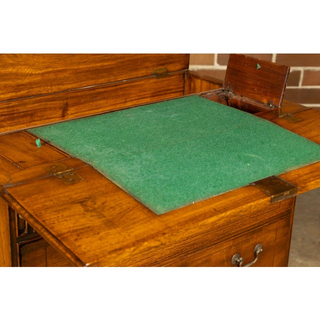 Brown English 19th Century Walnut Campaign Butler's Desk with Three Drawers For Sale - Image 8 of 12