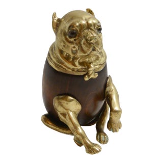 Arthur Court Mixed-Media Pug Dog Figural Box With Glass Eyes For Sale