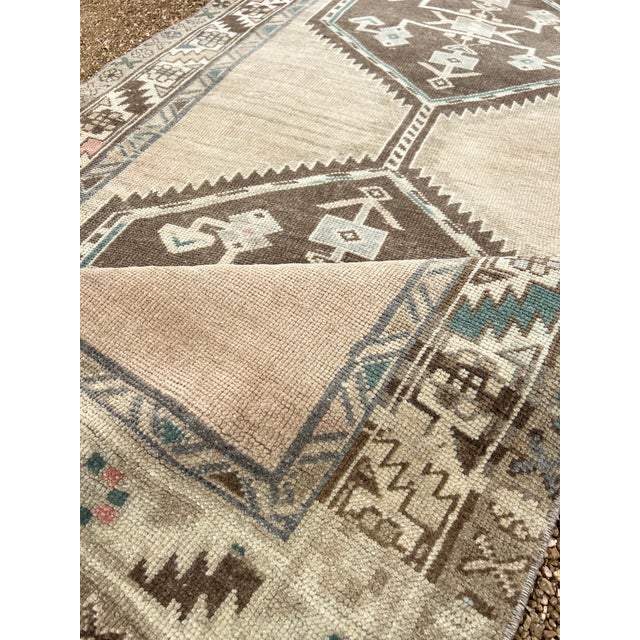 1960s Vintage Persian, Geometric Pattern, Earthy Color Runner Rug For Sale In Houston - Image 6 of 7