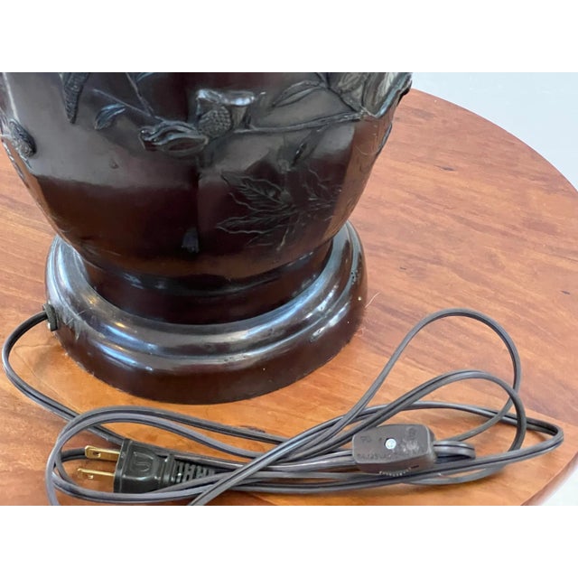 1920s Japanese Bronze Vase Made Into Lamp For Sale - Image 12 of 13