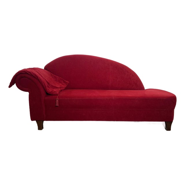 Chaise Lounge in Red Velvet For Sale