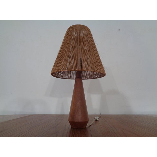 Mid-Century Teak and Sisal Table Lamp, Denmark, 1950s For Sale - Image 12 of 12