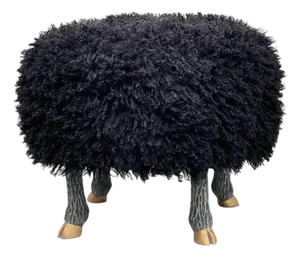 Faux “Lamb” Ottoman / Footstool/ With Carved “Faux-Sheep” Legs/ 14k Gilt “Hooves”.