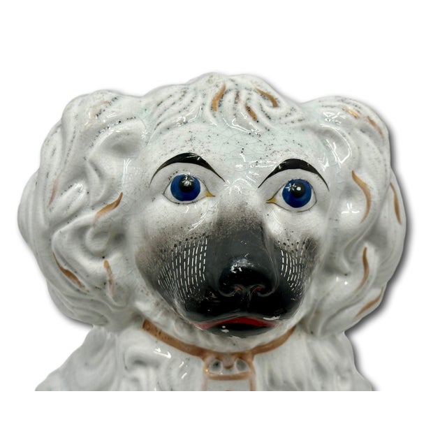 This is a Great Looking Authentic Antique English Staffordshire Pottery Dog - Spaniel. Large Size Measuring Overall Approx...
