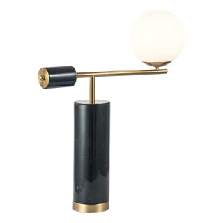 Black Glass Balanced Sphere Table Lamp For Sale