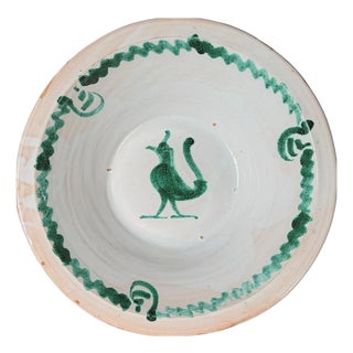 Spanish Fajalauza Lebrillo Bowl with Hand Painted Bird, Granada For Sale