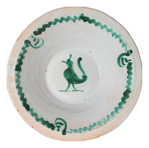 Spanish Fajalauza Lebrillo Bowl with Hand Painted Bird, Granada