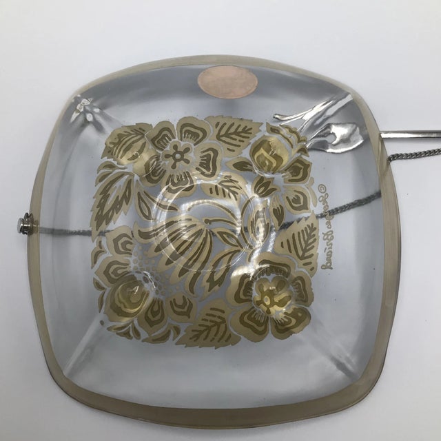 Georges Briard Glass Pickle Dish Bowl With Attached Cocktail Fork For Sale - Image 9 of 12