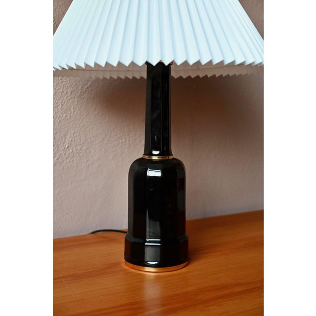 Scandinavian Lamp in Black Porcelain and Brass in the style of Sohølm, 1960s For Sale - Image 13 of 14