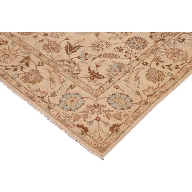 Textile 1990s Ziegler Beige Tan Hand-Knotted Wool Rug - 9'9'' X 13'8'' For Sale - Image 7 of 8