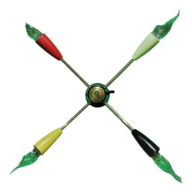 Spider Sputnik Ceiling Lamp in Brass, 1950s For Sale