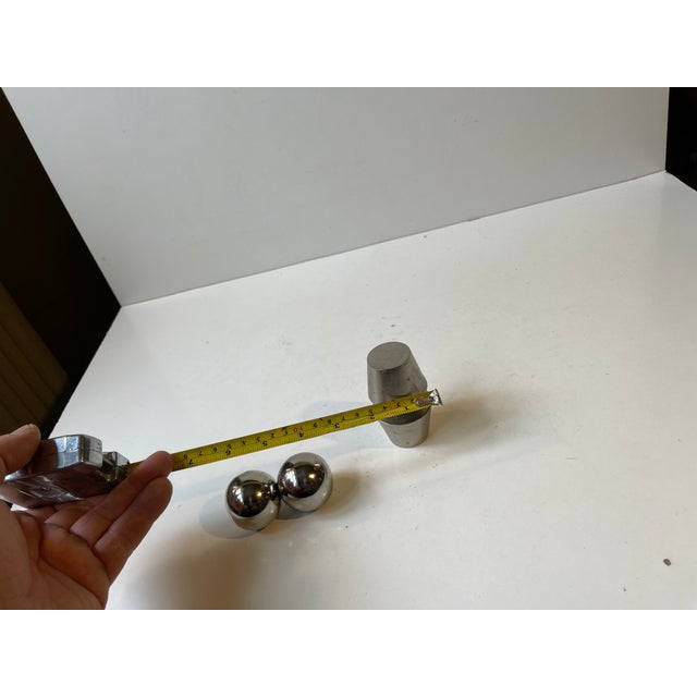Metal Mid-Century Scandinavian Dumbbell Paperweight in Steel, 1970s, Set of 2 For Sale - Image 7 of 8