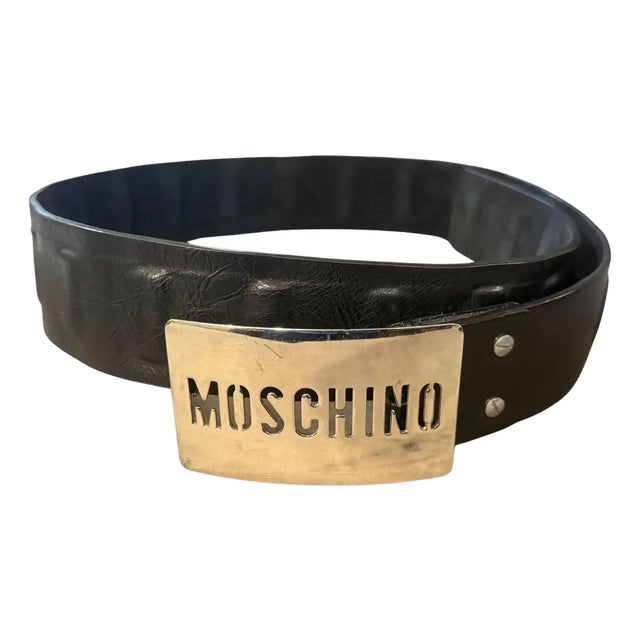 1980s Leather and Steel Iconic Belt by Franco Moschino For Sale