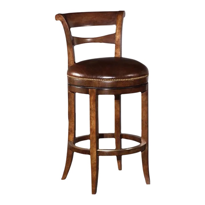 Armless Bar Stool, Bordeaux Finish | Chairish