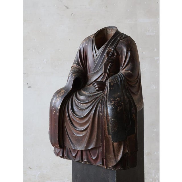Brown Japanese Kamakura or Muromachi Artist, Buddhist Monk's Robe, 1100s-1500s, Cedar For Sale - Image 8 of 18