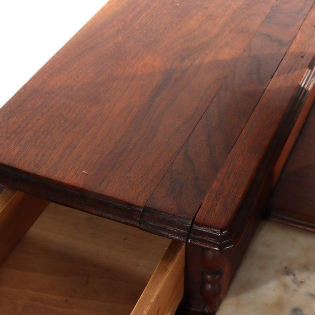 Walnut 5-Drawer Marble Top Child’s Dresser With Mirror & Carved Pulls Circa 1890 For Sale - Image 15 of 18