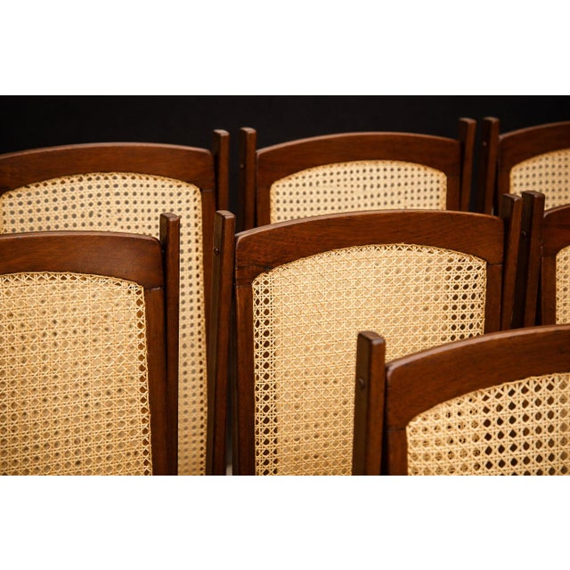 Wood Set of Eight Dining Chairs in Hardwood and Caning by Celina Decorações, Brazil, C. 1960s For Sale - Image 7 of 13