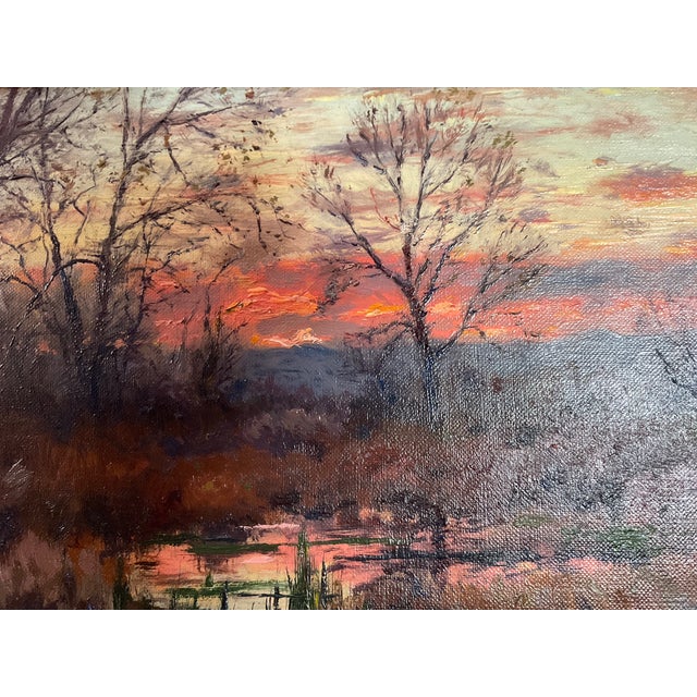 Charles Partridge Adams “Autumn Sunset Near Denver” Signed Original Oil 10” X 16” For Sale - Image 12 of 12