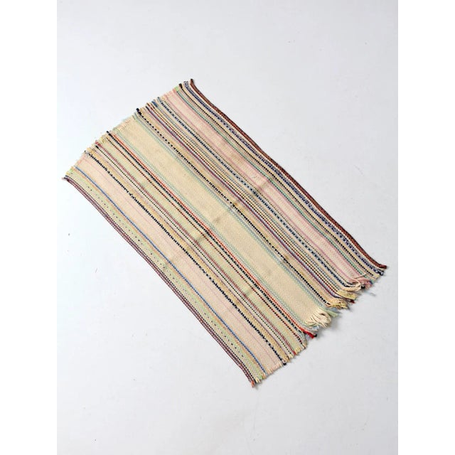 Textile Vintage Striped Accent Rug For Sale - Image 7 of 7