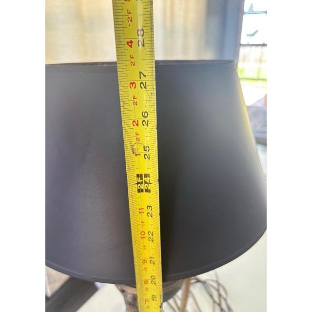 Vintage Neoclassical Black & Brass Tripod Table Lamp With Pinecone Finial For Sale In Los Angeles - Image 6 of 9