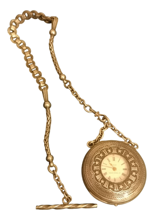 French Sterling Silver Pocket Watch with Chain