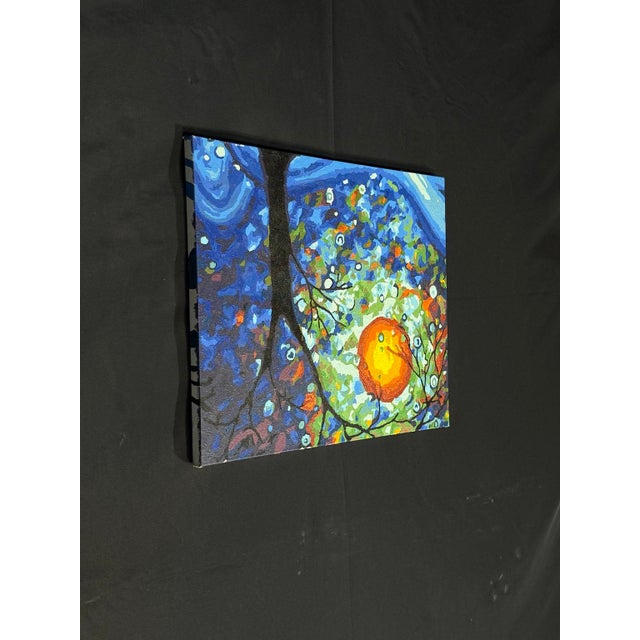 Colorful Abstract Expressionist-Style Canvas, 19” X 16” For Sale - Image 4 of 5