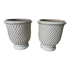 Vintage French - Style Urn Shape Terracotta Planters - a Pair