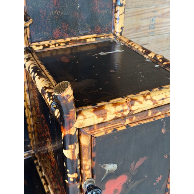 Late 19th Century Late 19th Century English Aesthetic Movement Japanned & Tortoiseshell Bamboo Cabinet For Sale - Image 5 of 12