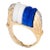 Mid 20th Century Mid Century Vintage Ring Diamond Fluted Sodalite White Agate 14k Gold Cocktail size 6.5 For Sale