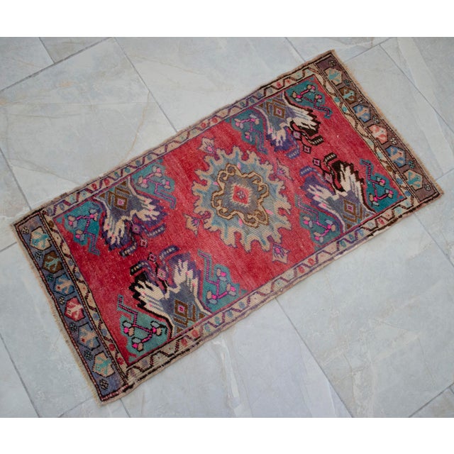 Hand Knotted Door Mat, Entryway Rug, Bath Mat, Kitchen Decor, Small Rug, Turkish Rug - 1′7″ × 3′ For Sale - Image 11 of 15