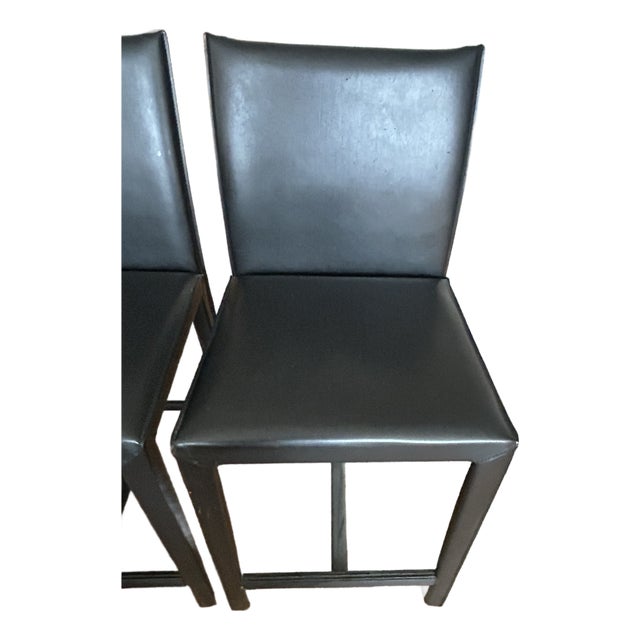 Set of 5 Crate & Barrel Black Faux Leather Counter Stools ~2006 For Sale