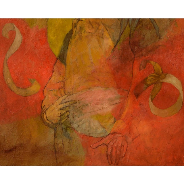 Mid Century Oil Paint Picasso Style Figurative -- Harlequin Prince by Robert Moesle For Sale - Image 4 of 9