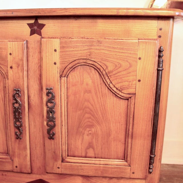 Wood Small French Provincial Elm Cabinet, 19th Century For Sale - Image 7 of 14