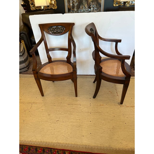 Italian Regency Walnut Armchairs With Caned Seats -a Pair For Sale - Image 10 of 14