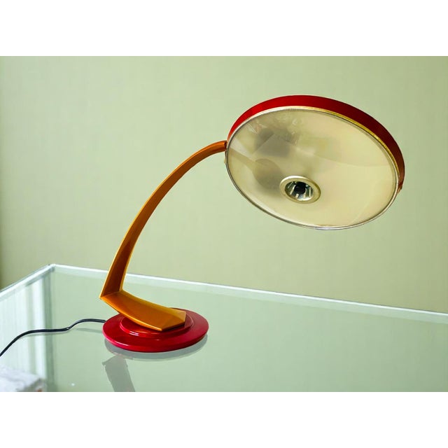 1960s Modernist Spanish Red Metal Desk Lamp Boomerang 2000 by Fase, 1960s For Sale - Image 5 of 17