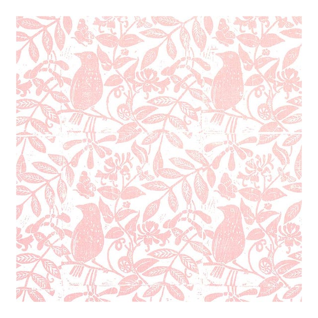 Sample - Schumacher X Molly Mahon Bird & Bee Fabric in Pink For Sale