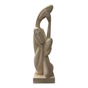 Vintage Modernist Large White Plaster Three Women Sculpture