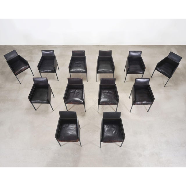 KFF Set of Twelve Karl Friedrich Forster Texas Leather Dining Armchairs For Sale - Image 4 of 18