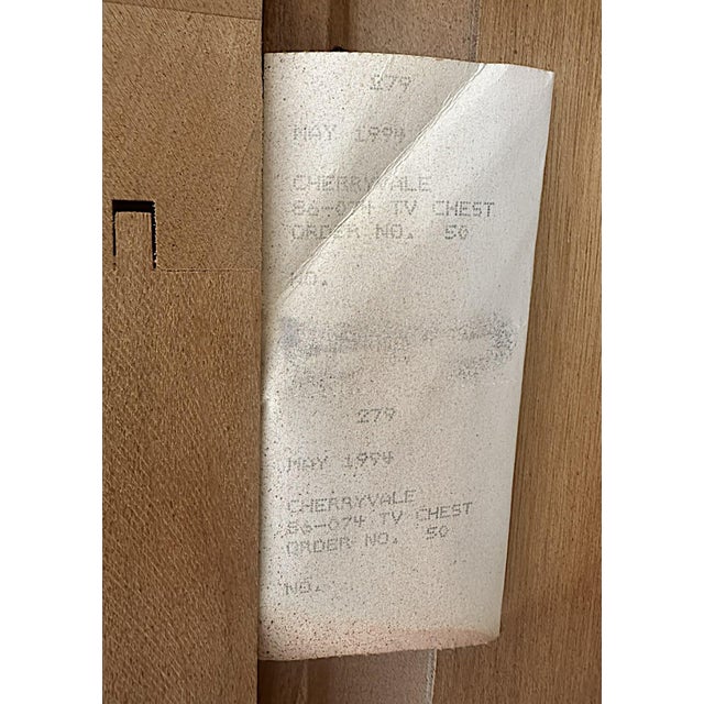 Brown Solid Cherry Wood Entertainment Armoire Made in South Carolina by Sumter Cabinet Company - Vintage Late 20th Century - 42" X 21" X 74" For Sale - Image 8 of 11