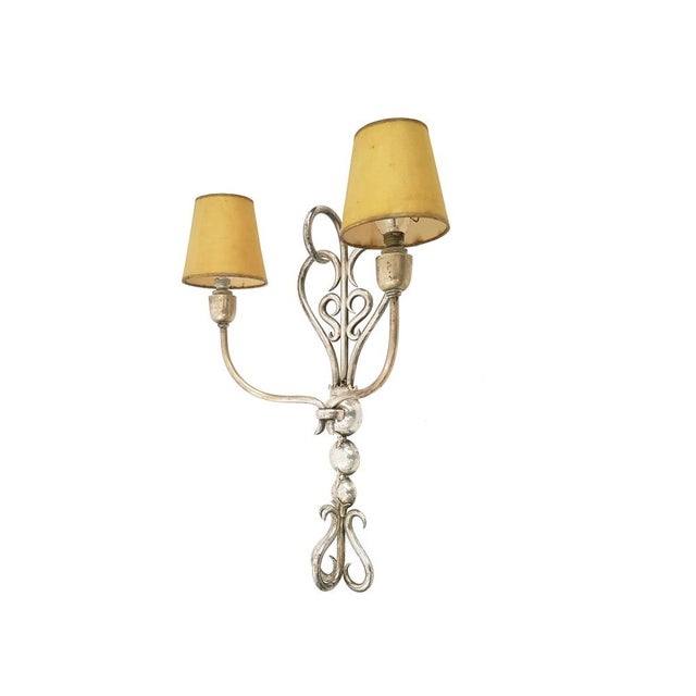 Italian Silver-Plated Brass Sconces, 1930s, Set of 2 For Sale - Image 14 of 16