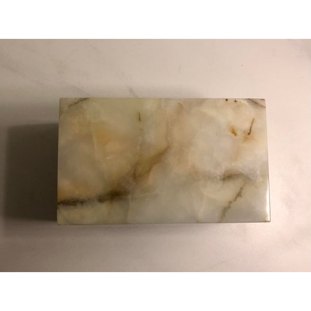 This sophisticated 1950s Italian Alabaster Sage Green Lidded Box will be a standout on your coffee table, bookshelf, desk...